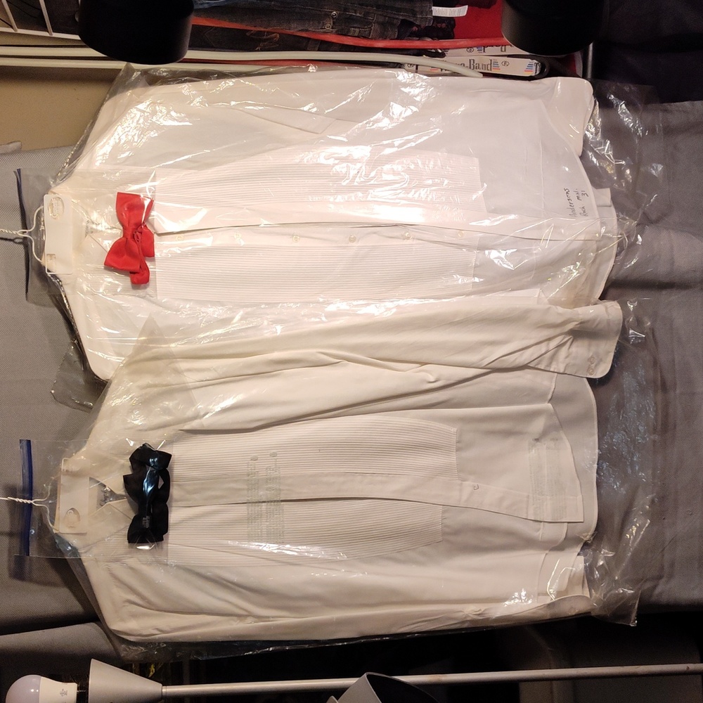 Tuxedo shirts  2 for 1 with a red and black bow ties